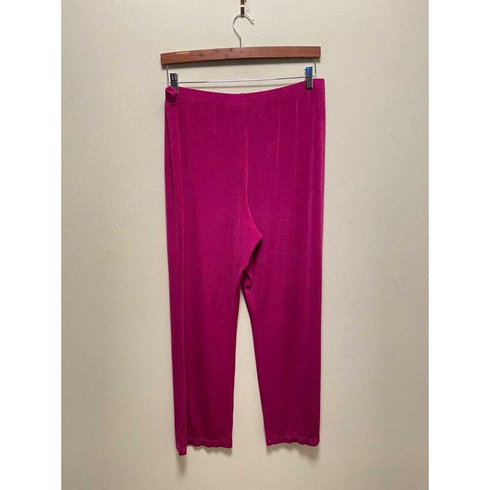 Chico's Travelers Womens Wide Leg Pants Sz XL 3 Fuschia High Rise Slinky Stretch - Picture 2 of 8